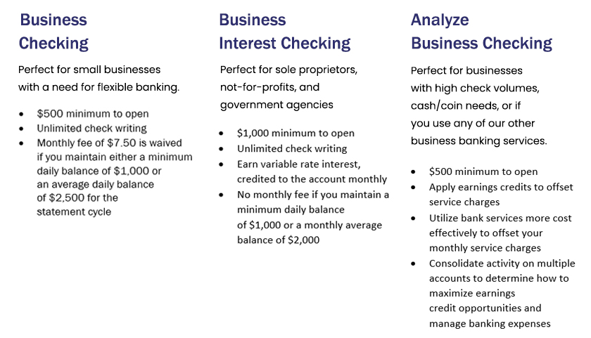 Business Checking types
